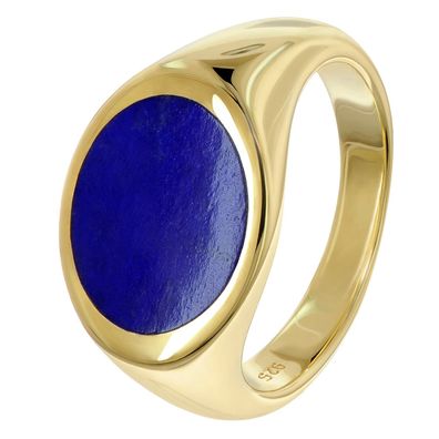 trendor Schmuck Damenring 925 Silber Vergoldet mit Blauem Farbstein Lapislazuli 2186