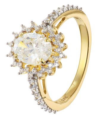 trendor Schmuck Damenring 925 Silber Vergoldet mit Zirkonia 21902