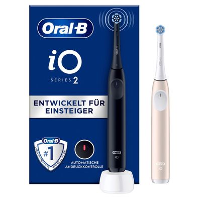 Oral-B iO Series 2 Elektrische Zahnbürste Night Black/Calm Pink mit 2 Handstücken