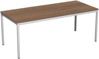 Konferenztisch Viereckfuß, feste Höhe, 1800x800x720, Nussbaum/Lichtgrau