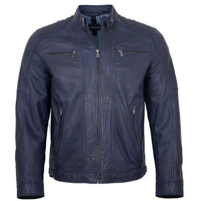 MADDOX - Herren Lederjacke Lammnappa dunkelblau