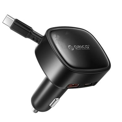 ORICO FC-66-1A2C Kfz Ladegerät 66W USB-C USB-A Einziehbares Kabel Schwarz