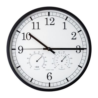 Platinet Twinkle Wanduhr 30 cm leise Thermometer Hygrometer Schwarz
