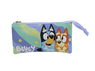 Bluey Light Waves Federmäppchen Triple Schüleretui mit 3 Hauptfächern und 2 Zusatz