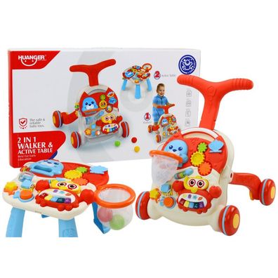 Leantoys Schiebespielzeug Interaktiver Lerntisch 2in1 Rot