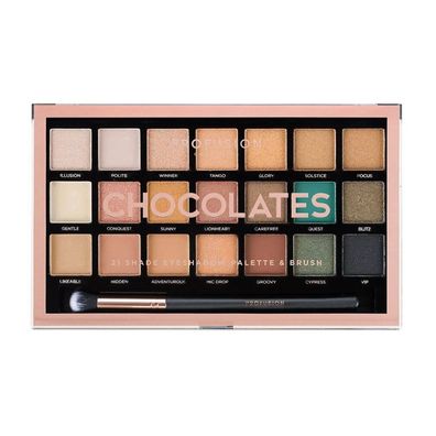 Profusion Lidschattenpalette 21 Lidschatten mit Pinsel Schokoladen