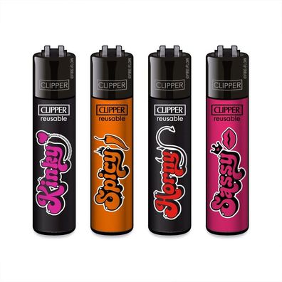 Clipper Reibradfeuerzeuge FFX Adult Slogan #3, 4 Stück