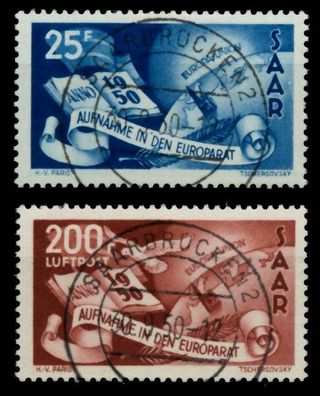 Saarland 1950 Nr 297-298 zentrisch gestempelt gepr. X6AD0DA