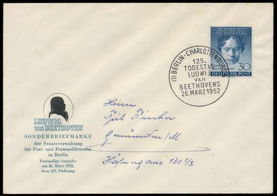 BERLIN 1952 Nr 87 BRIEF FDC X6E2CF6
