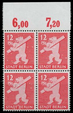 SBZ BERL. Brandenb. Nr 5AAux postfrisch Viererblock ORA X810196