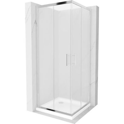 Mexen Rio Duschkabine 70x70cm Frost Chrom + Duschwanne Flat Weiß