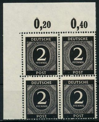 Kontrollrat Ziffern Nr 912a P OR ndgz postfrisch VIERER X82076A