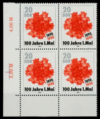 DDR 1990 Nr 3323 postfrisch Viererblock ECKE-ULI X04B476
