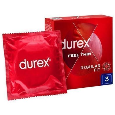 Durex Feel Thin Classic Dünne Latexkondome, 3 Stück