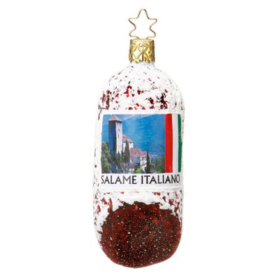 Christbaumschmuck Italienische Salami 10,5cm Glas Figur Weiß / Rot