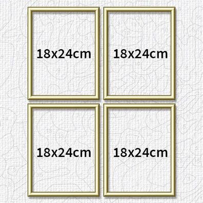 Vier goldfarbene Aluminium Bilderrahmen 18 x 24 cm