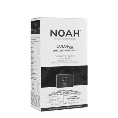 Noah, Permanente Haarfarbe, Permanente Haarfarbe, 1,0 Schwarz, 140 ml