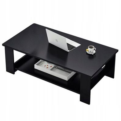 Moderner Couchtisch mit Ablage für Wohnzimmer, Loft-Stil, Schwarz, 100 cm