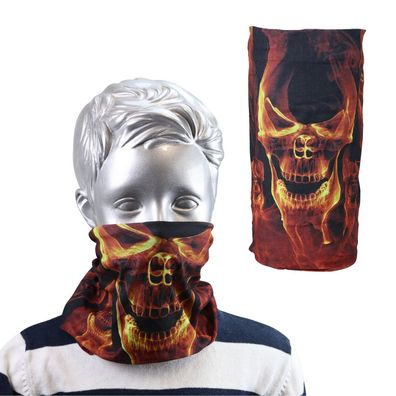 nahtloses Multifunktionstuch Schlauchtuch in Totenkopf-Flammen-Design Unisex