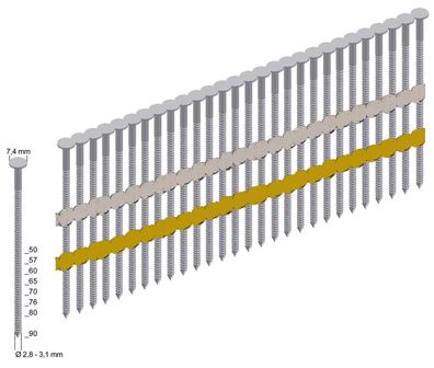 Rundkopf Streifennägel Type RK28/70BK Blank Ø 2,8 x 70 mm
