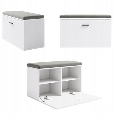 Moderner Schuhschrank mit Sitzfläche - Bank für den Flur, weiß, Loft-Stil