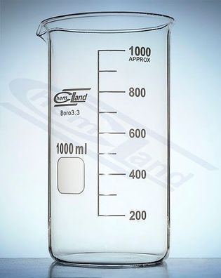 hohes Becherglas 00250 ml mit Chemland-borokalk