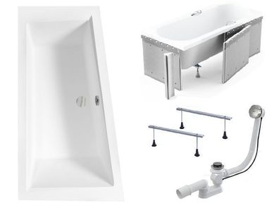 Badewanne Eckwanne Acryl INTIMA 160x90 Links Weiß Styropor | Ablauf & Füße GRATIS !