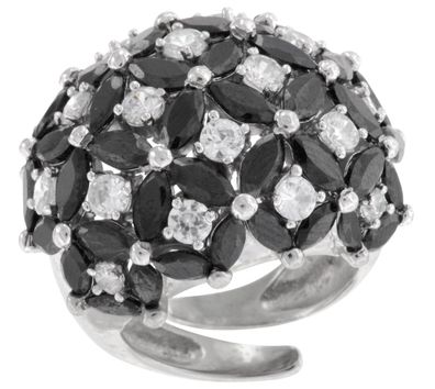 trendor Schmuck Damenring 925 Silber Zirkonias schwarz/weiß 65892