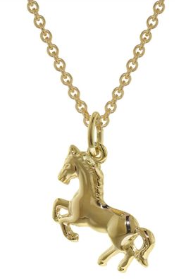 trendor Schmuck Pferd Anhänger Gold 333 mit plattierter Kette für Mädchen 35808