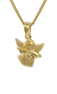 trendor Schmuck Kinder-Anhänger Engel 333 Gold mit goldplattierter Halskette 35820