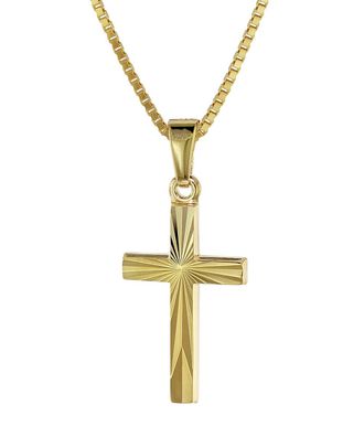 trendor Schmuck Kreuz für Kinder Gold 333/8 Karat 18 mm + goldplattierte Kette 08508