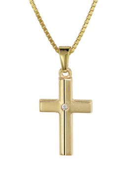 trendor Schmuck Kinder Kreuz Gold 333 mit Zirkonia und goldplattierte Kette 08516