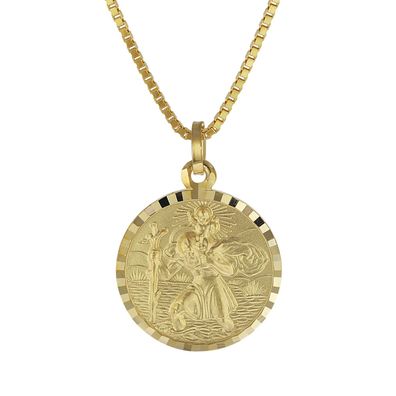 trendor Schmuck Christophorus Anhänger Gold 333 mit plattierter Herren-Halskette 085