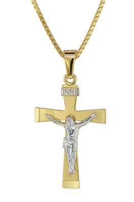 trendor Schmuck Kruzifix Gold 333/8 Karat mit plattierter Halskette 08566