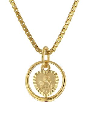 trendor Schmuck Taufring Rubin Amorherz Gold 585 an goldplattierter Halskette 75119