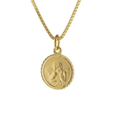 trendor Schmuck Kinder Schutzengel Anhänger Gold 585 mit goldplattierter Kette 75214