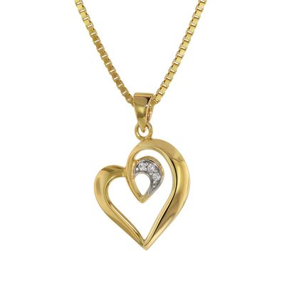 trendor Schmuck Anhänger Herz Gold 585 / 14 K an vergoldeter Silberkette 75404