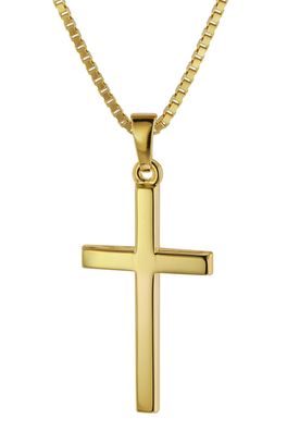 trendor Schmuck Kreuz 26 mm Gelbgold 333 / 8 Karat mit vergoldeter Halskette 75412