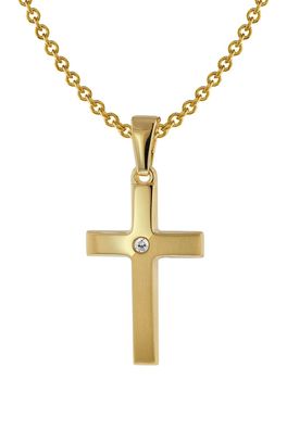 trendor Schmuck Kreuz-Anhänger Gold 333 / 8 Karat mit vergoldeter Halskette 75426
