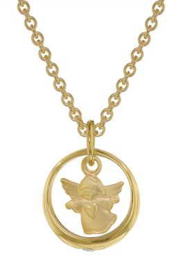 trendor Schmuck Taufkette 925 Silber Vergoldet mit Engel-Taufring 75956