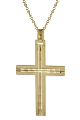 trendor Schmuck Herren-Halskette mit Kreuz-Anhänger Gold auf Silber 39022