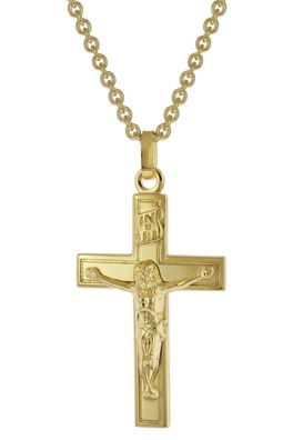 trendor Schmuck Kreuz Halskette für Männer Gold auf Silber 925 39042