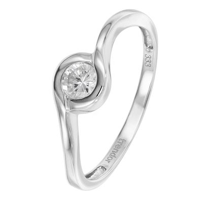 trendor Schmuck Verlobungsring Weißgold 333 / 8 Karat Damenring mit Zirkonia 39352