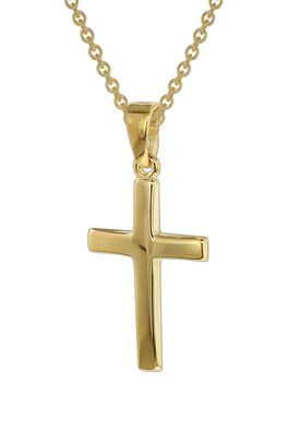 trendor Schmuck Kreuz-Anhänger Gold 333 mit goldplattierter Silberkette 39438