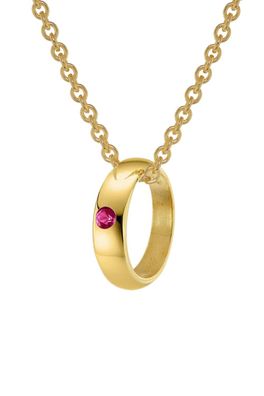 trendor Schmuck Anhänger Taufring Gold 333 mit Rubin an goldplattierter Kette 39460