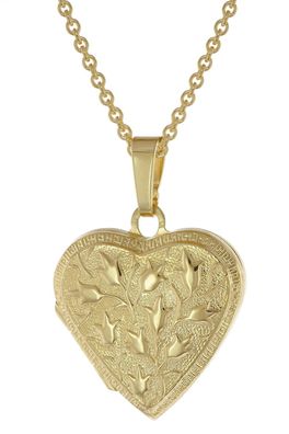 trendor Schmuck Medaillon Herz mit Kette 925 Silber goldplattiert 39535