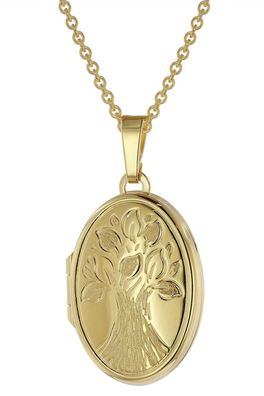 trendor Schmuck Medaillon mit Kette Gold plattiertes 925 Silber 39544
