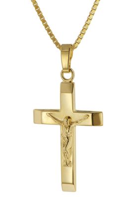 trendor Schmuck Kruzifix-Anhänger 22 mm Gold 333 mit goldplattierter Halskette 39055