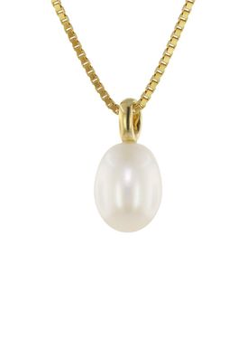 trendor Schmuck Perlen-Anhänger Gold 333/8kt mit vergoldeter Silberkette 39058