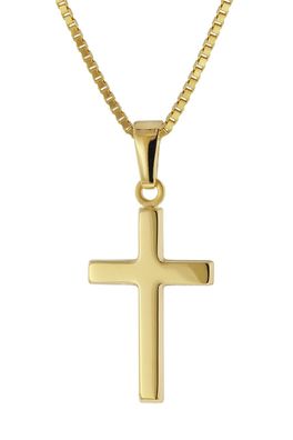 trendor Schmuck Damen Kreuz-Anhänger 333 / 8K Gold + Vergoldete Silberkette 51056